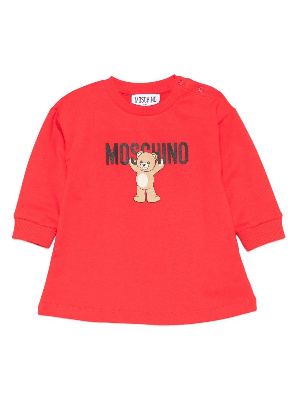 Abito per neonata Moschino Kids rosso con stampa Teddy Bear - Rubino Kids