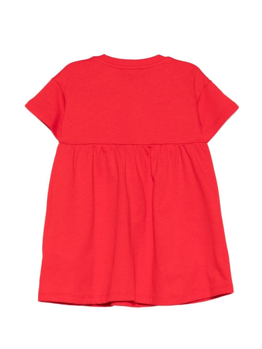 Abito per neonata Moschino Kids rosso con stampa Teddy Bear sul davanti - Rubino Kids