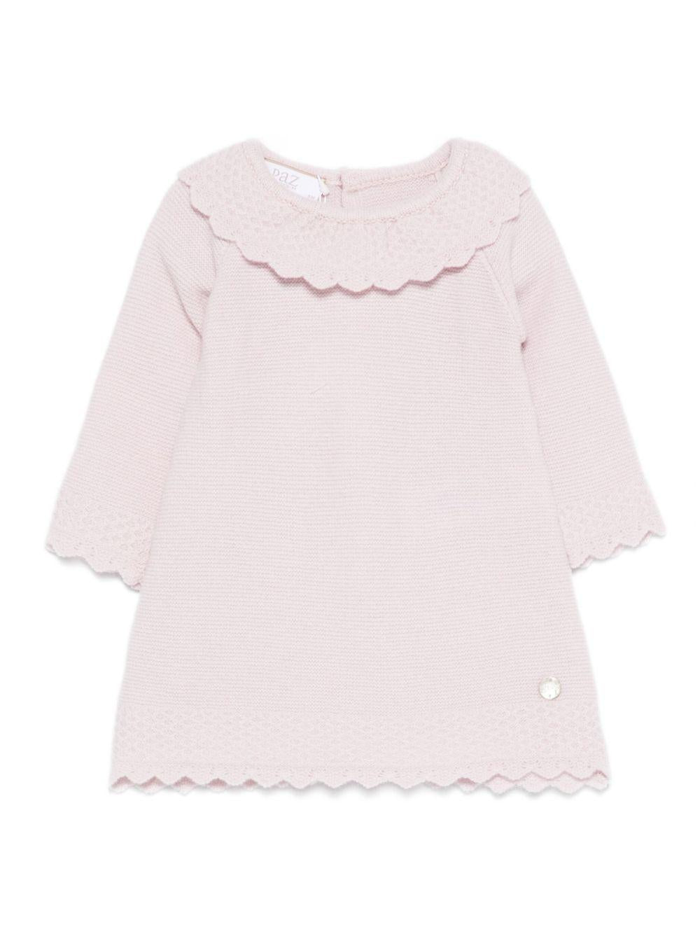 Abito per neonata Paz Rodríguez rosa con colletto alla Peter Pan - Rubino Kids