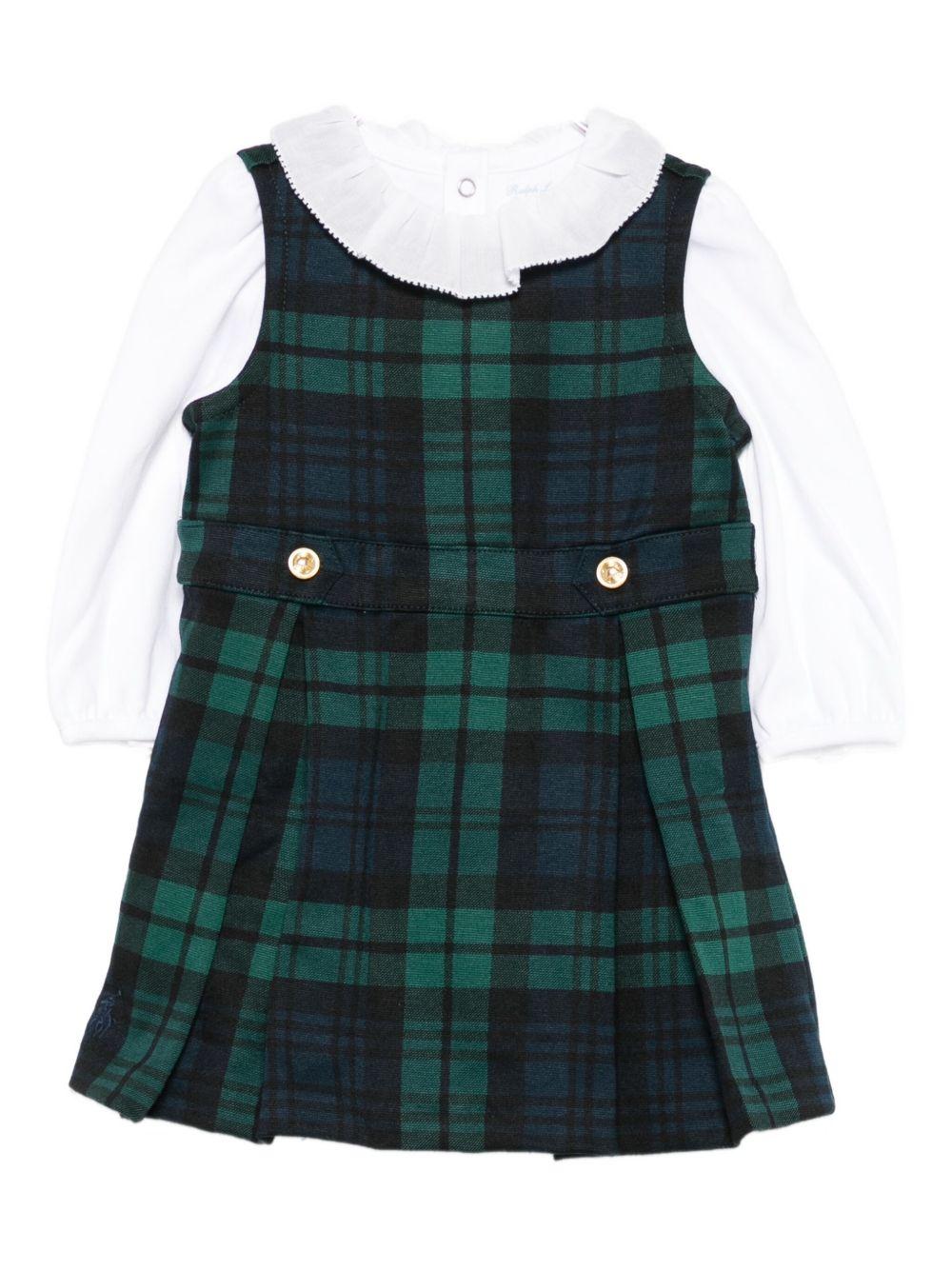 Abito per neonata Polo Ralph Lauren Kids verde con motivo scozzese - Rubino Kids