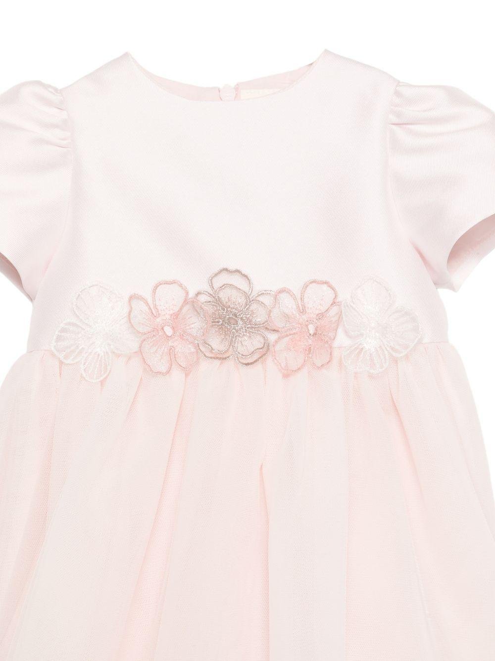 Abito per neonata Simonetta rosa con applicazione floreale - Rubino Kids