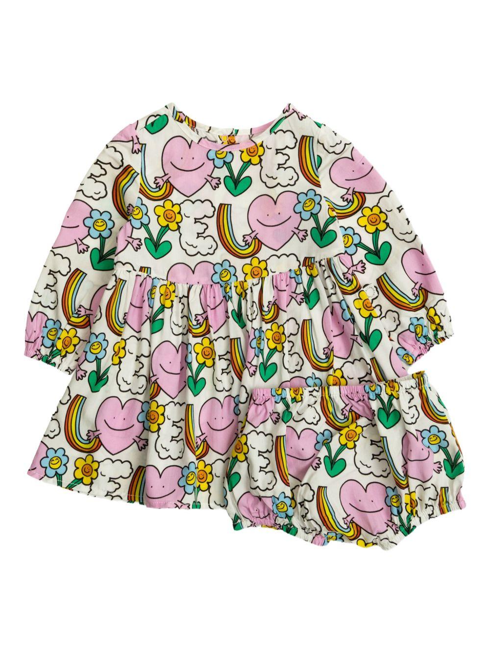 Abito per neonata Stella McCartney Kids bianco con stampa grafica all - over - Rubino Kids