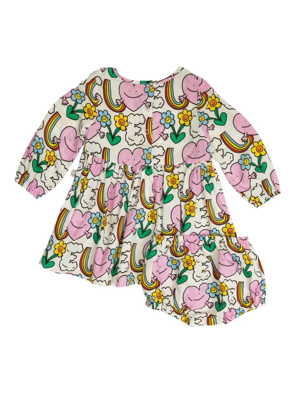 Abito per neonata Stella McCartney Kids bianco con stampa grafica all - over - Rubino Kids