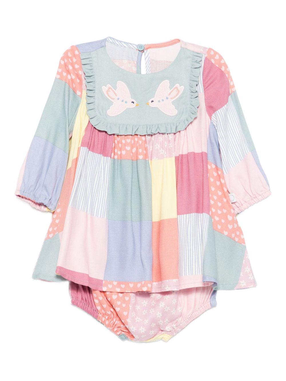 Abito per neonata Stella McCartney Kids multicolor con design patchwork - Rubino Kids