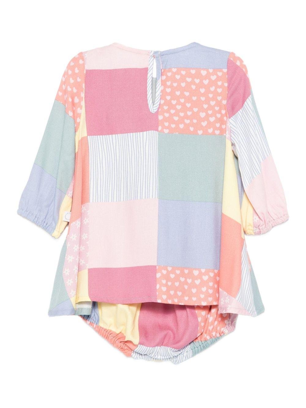 Abito per neonata Stella McCartney Kids multicolor con design patchwork - Rubino Kids