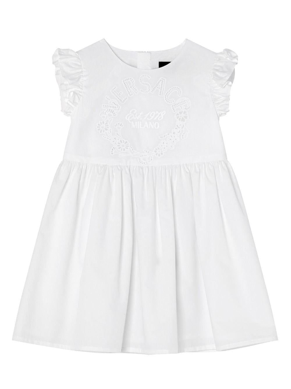 Abito per neonata Versace Kids bianco con decorazione con punto inglese - Rubino Kids
