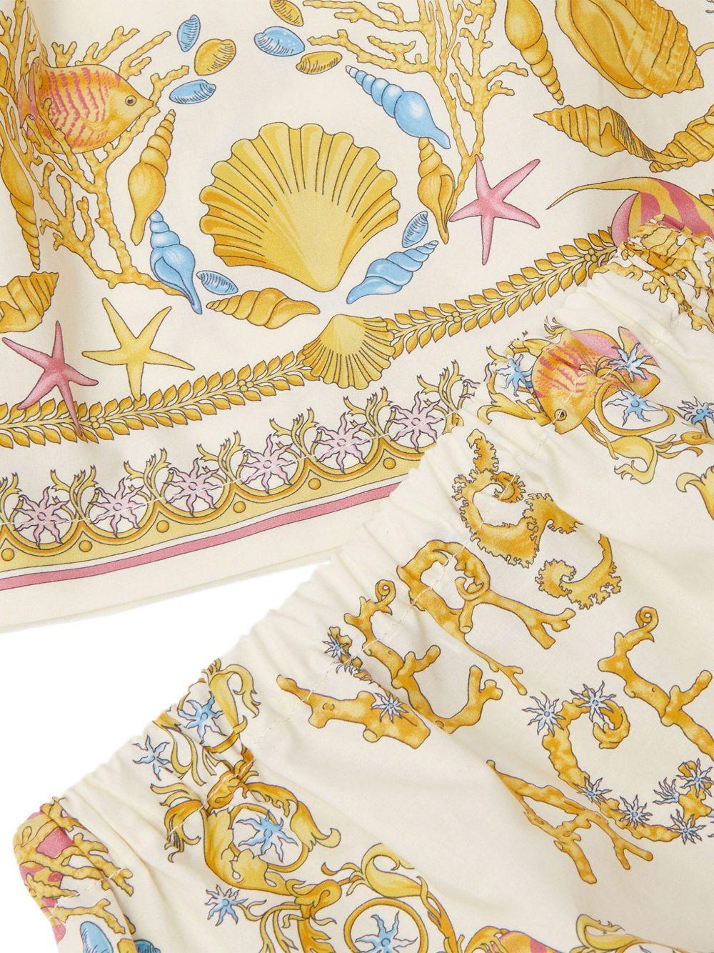 Abito per neonata Versace Kids bianco con stampa Underwater Barocco - Rubino Kids