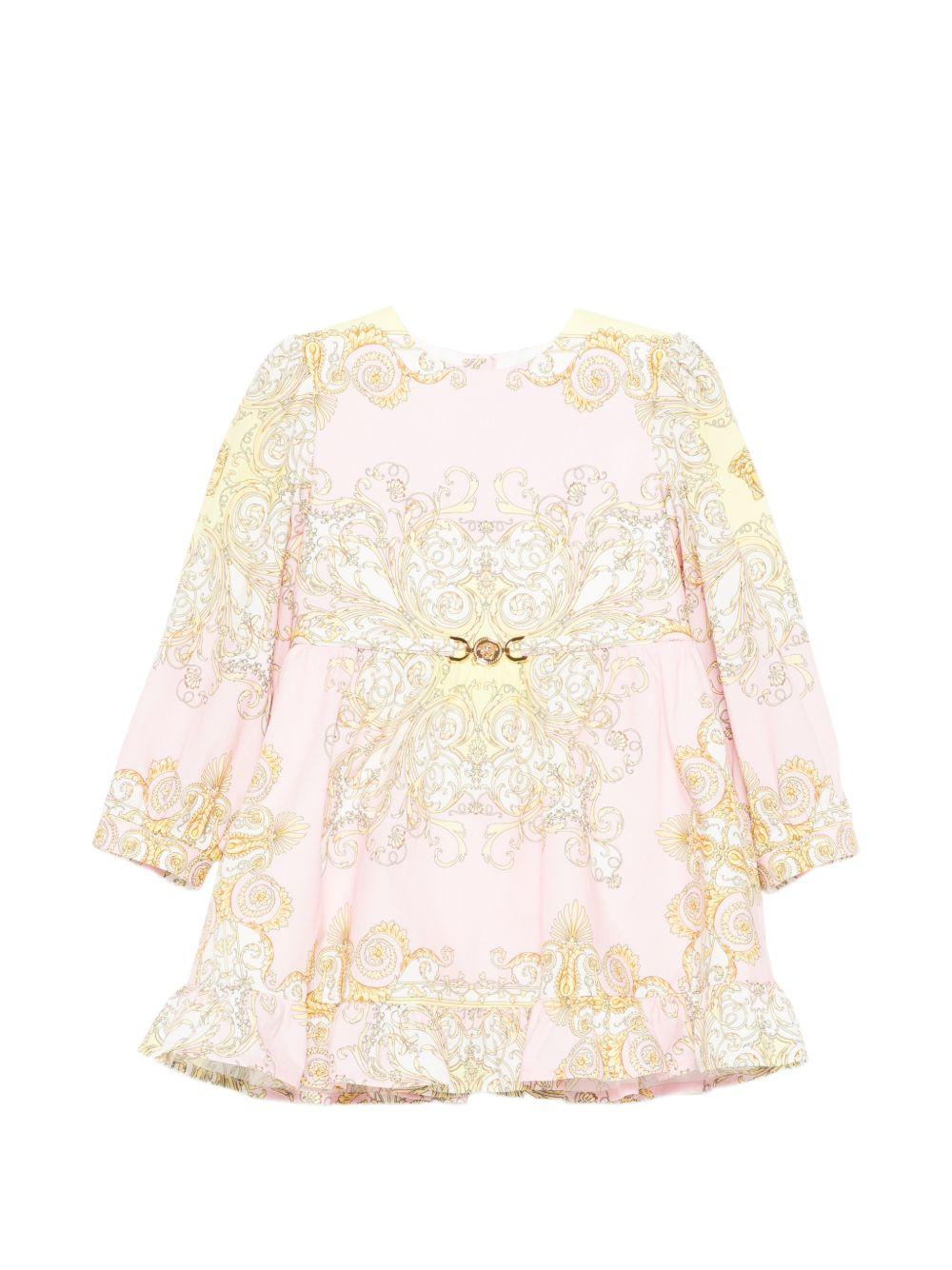 Abito per neonata Versace Kids rosa con dettaglio fibbia dorata - Rubino Kids