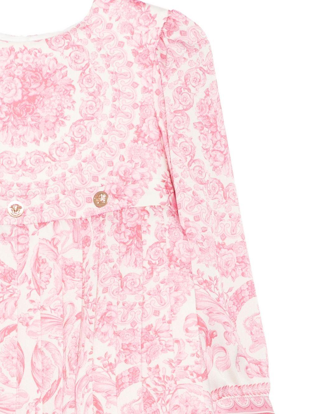 Abito per neonata Versace Kids rosa con stampa floreale - Rubino Kids