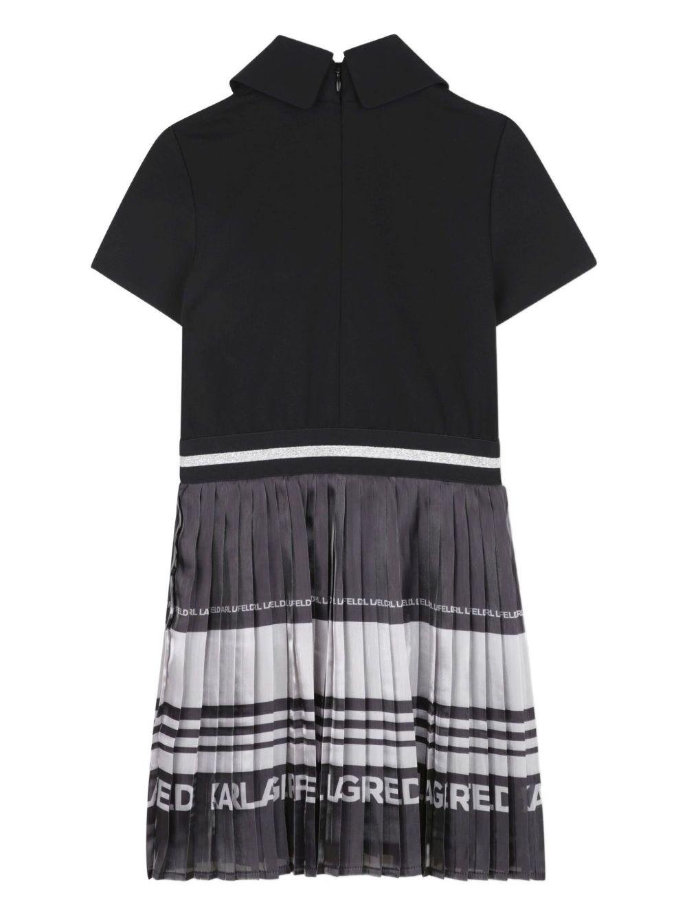 Abito plissettato per bambina Karl Lagerfeld Kids nero con design color - block - Rubino Kids