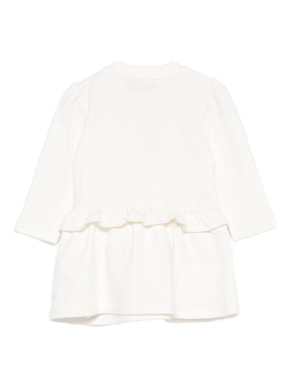 Abito ricamato per neonata Moschino Kids bianco con volant - Rubino Kids