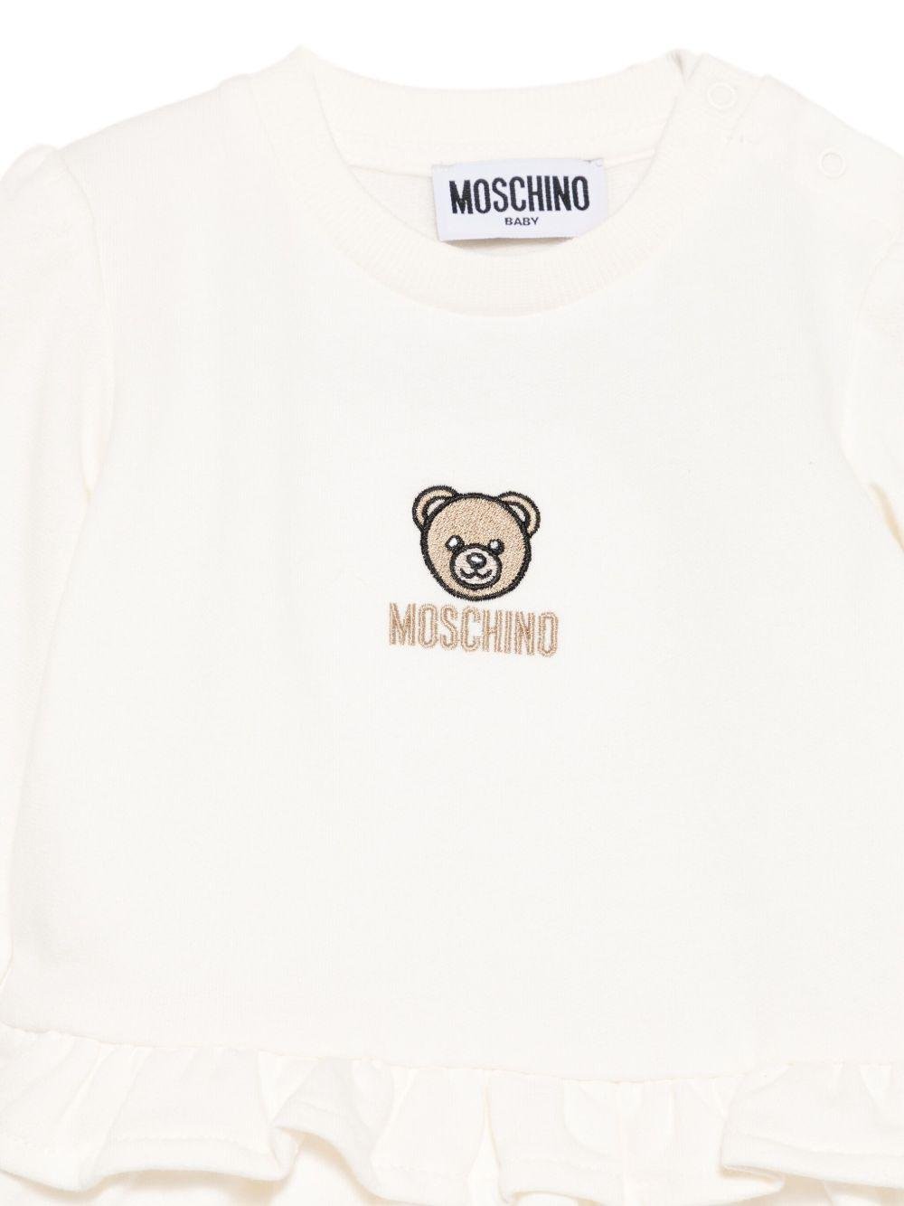 Abito ricamato per neonata Moschino Kids bianco con volant - Rubino Kids