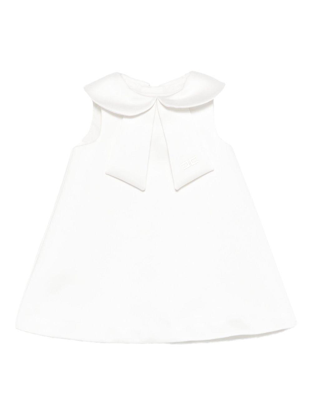 Abito smanicato per neonata Elisabetta Franchi La Mia Bambina bianco con colletto Peter Pan - Rubino Kids