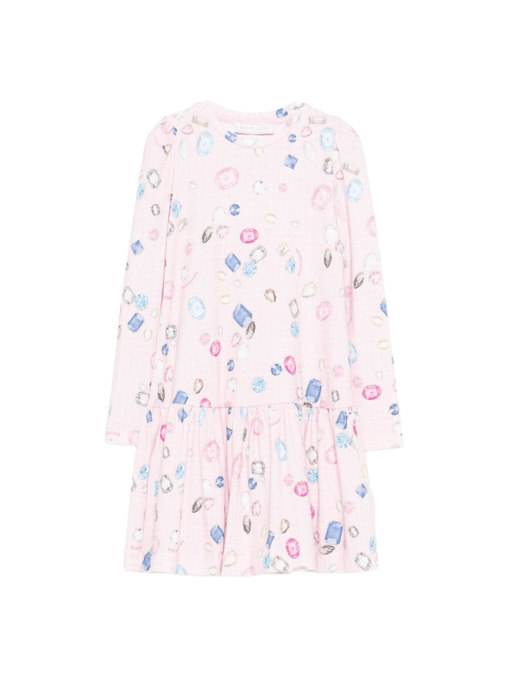 Abito svasato per bambina Disney x Monnalisa rosa con stampa gioiello Stitch - Rubino Kids