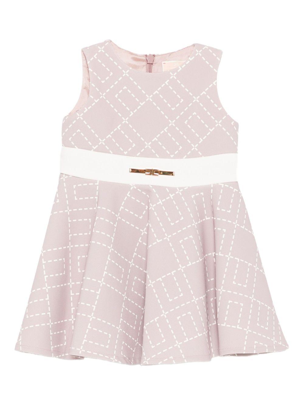 Abito svasato per neonata Elisabetta Franchi La Mia Bambina rosa con stampa - Rubino Kids