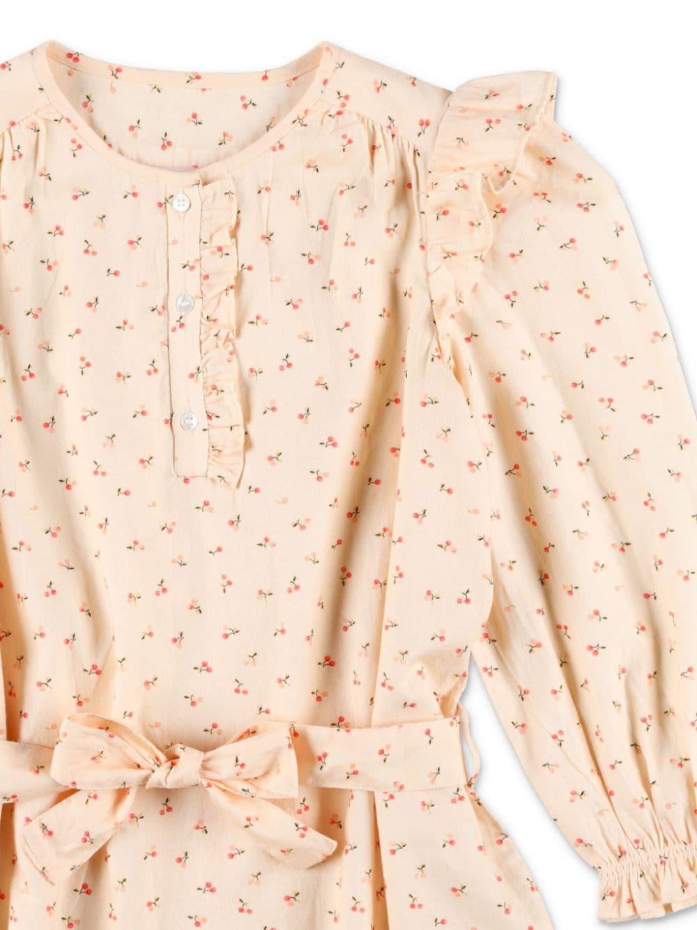 Abito Tosca con stampa per bambina Bonpoint rosa con scollo rotondo - Rubino Kids