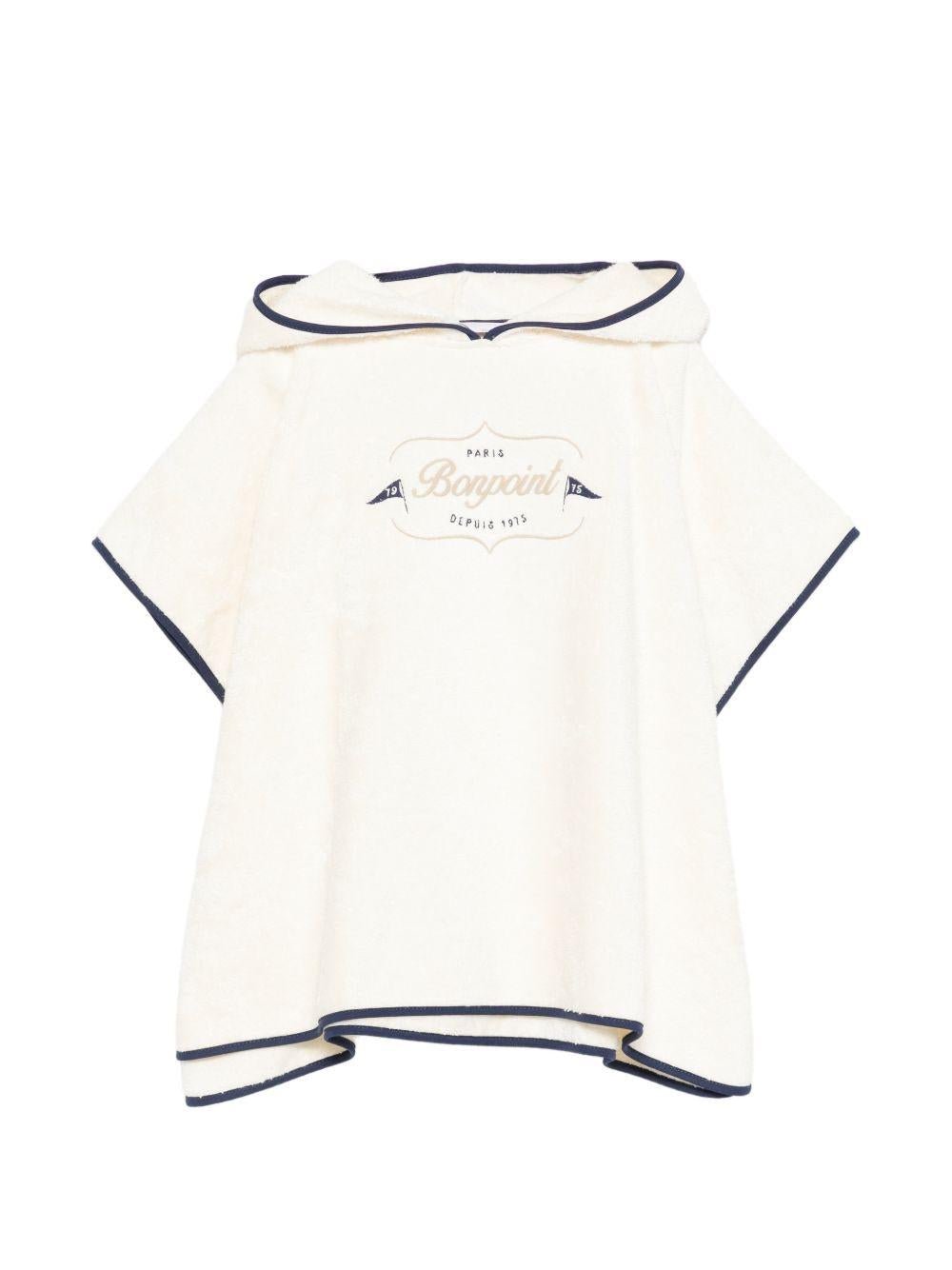 Accappatoio per bambini Bonpoint bianco con logo ricamato sul davanti - Rubino Kids