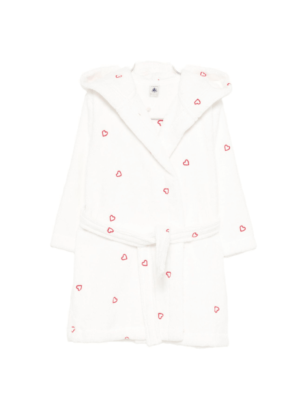 Accappatoio per bambini Petit Bateau bianco con motivo a cuori - Rubino Kids