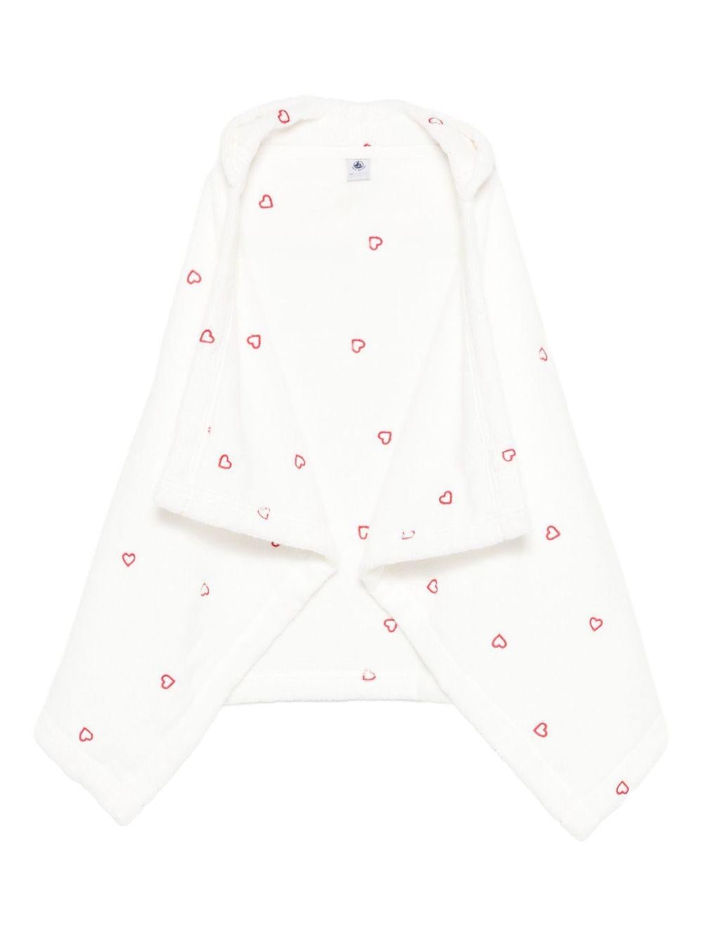 Accappatoio per bambini Petit Bateau bianco con stampa a cuori all - over - Rubino Kids