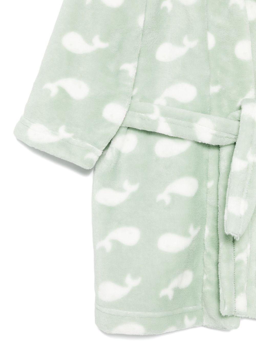 Accappatoio per bambini Petit Bateau verde con motivo a balene - Rubino Kids