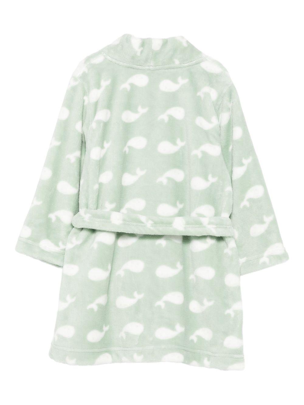 Accappatoio per bambini Petit Bateau verde con motivo a balene - Rubino Kids