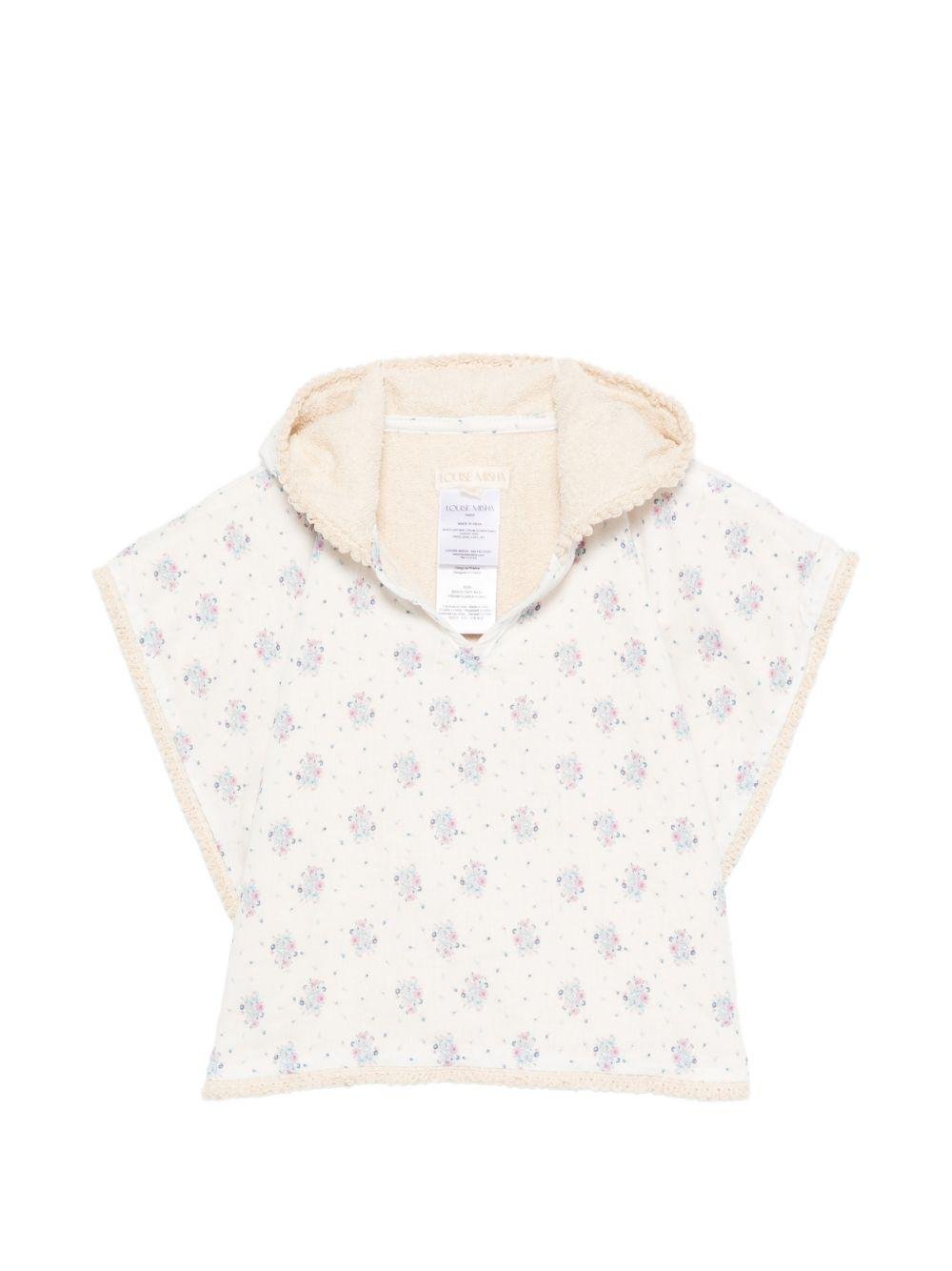 Accappatoio per neonata Louise Misha Kids bianco con stampa a fiori all - over - Rubino Kids
