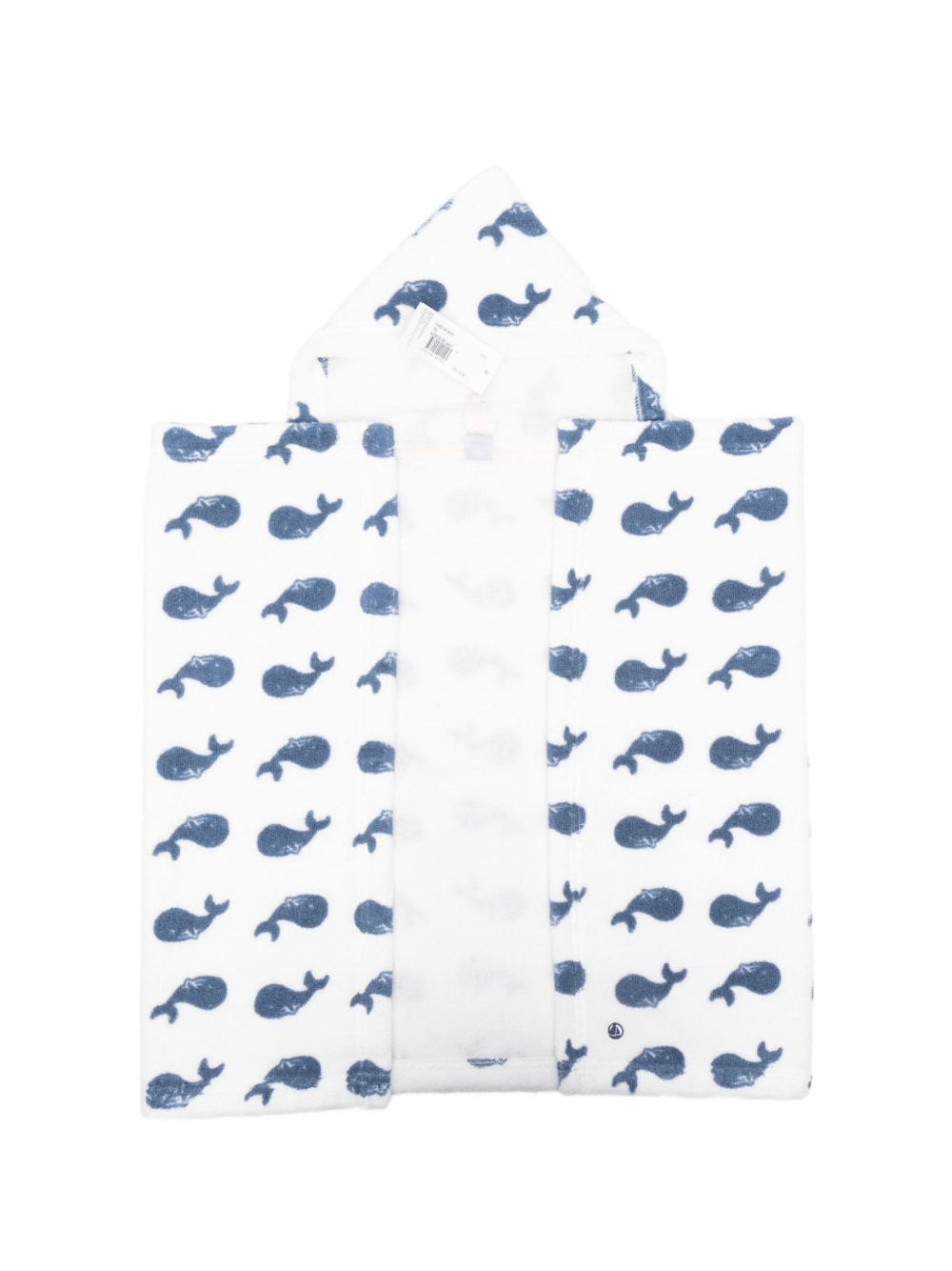 Accappatoio per neonati Petit Bateau bianco con stampa balene - Rubino Kids