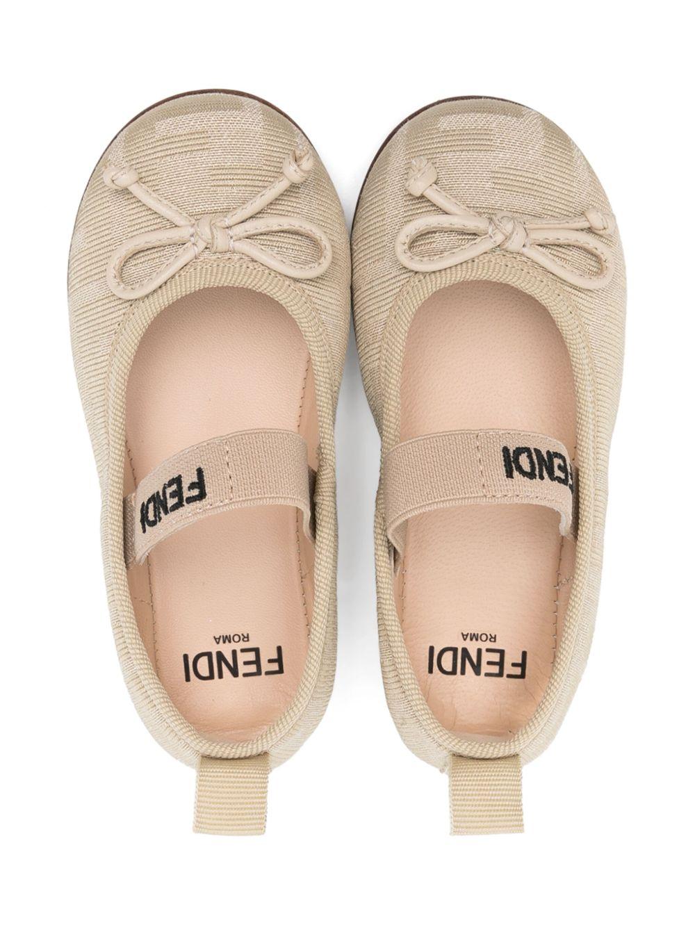 Ballerina per bambina Fendi Kids beige con monogramma FF all - over - Rubino Kids