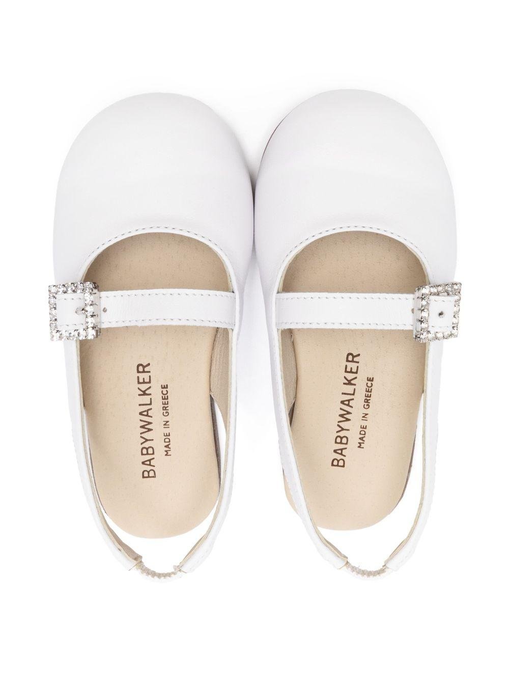 Ballerine con fibbia di cristalli per bambina BabyWalker bianco con suola piatta - Rubino Kids