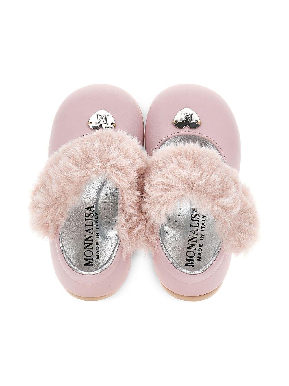 Ballerine Mary Jane per bambina Monnalisa rosa in pelliccia - Rubino Kids