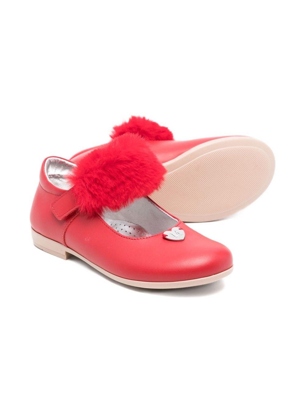 Ballerine Mary Jane per bambina Monnalisa rosso in pelliccia - Rubino Kids
