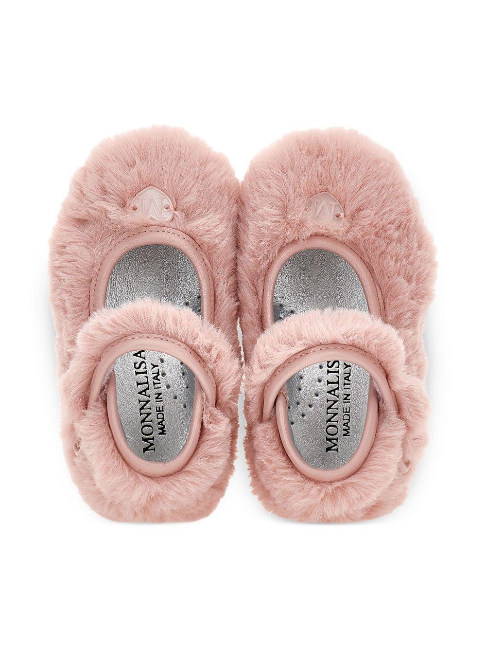 Ballerine Mary Jane per neonata Monnalisa con finitura in pelliccia - Rubino Kids