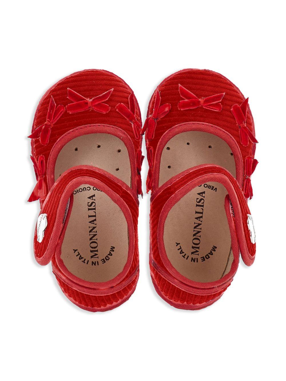 Ballerine Mary Jane per neonata Monnalisa rosse con fiocco in velluto - Rubino Kids