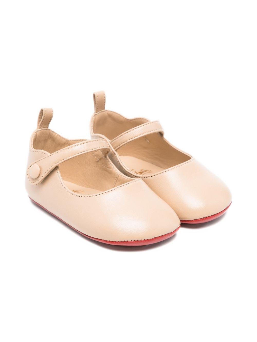 Ballerine Mary Janes per neonata Christian Louboutin Kids beige con chiusura laterale con bottone - Rubino Kids