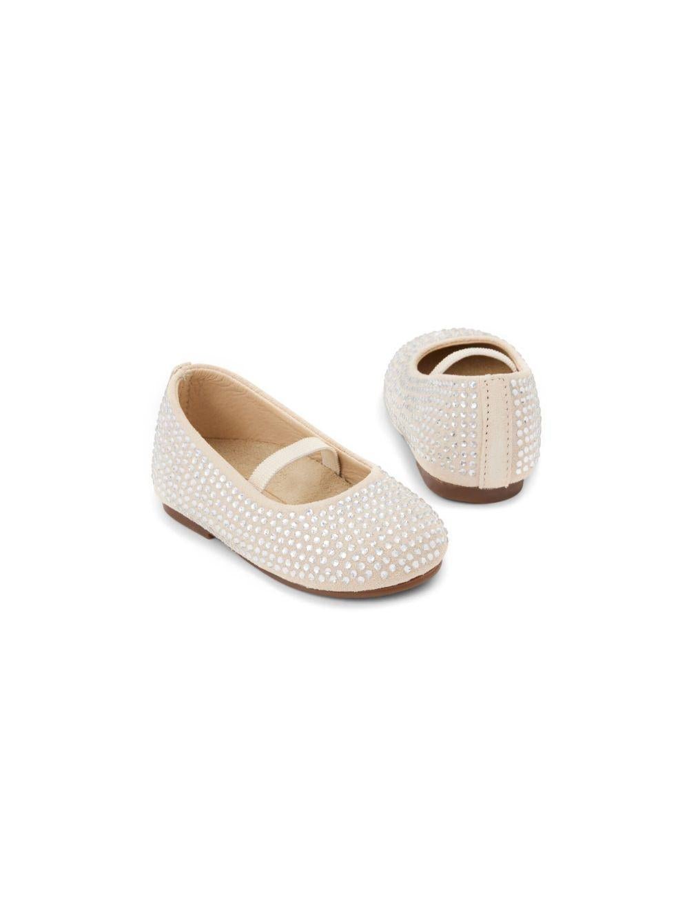 Ballerine per bambina BabyWalker beige con decorazione di cristalli - Rubino Kids