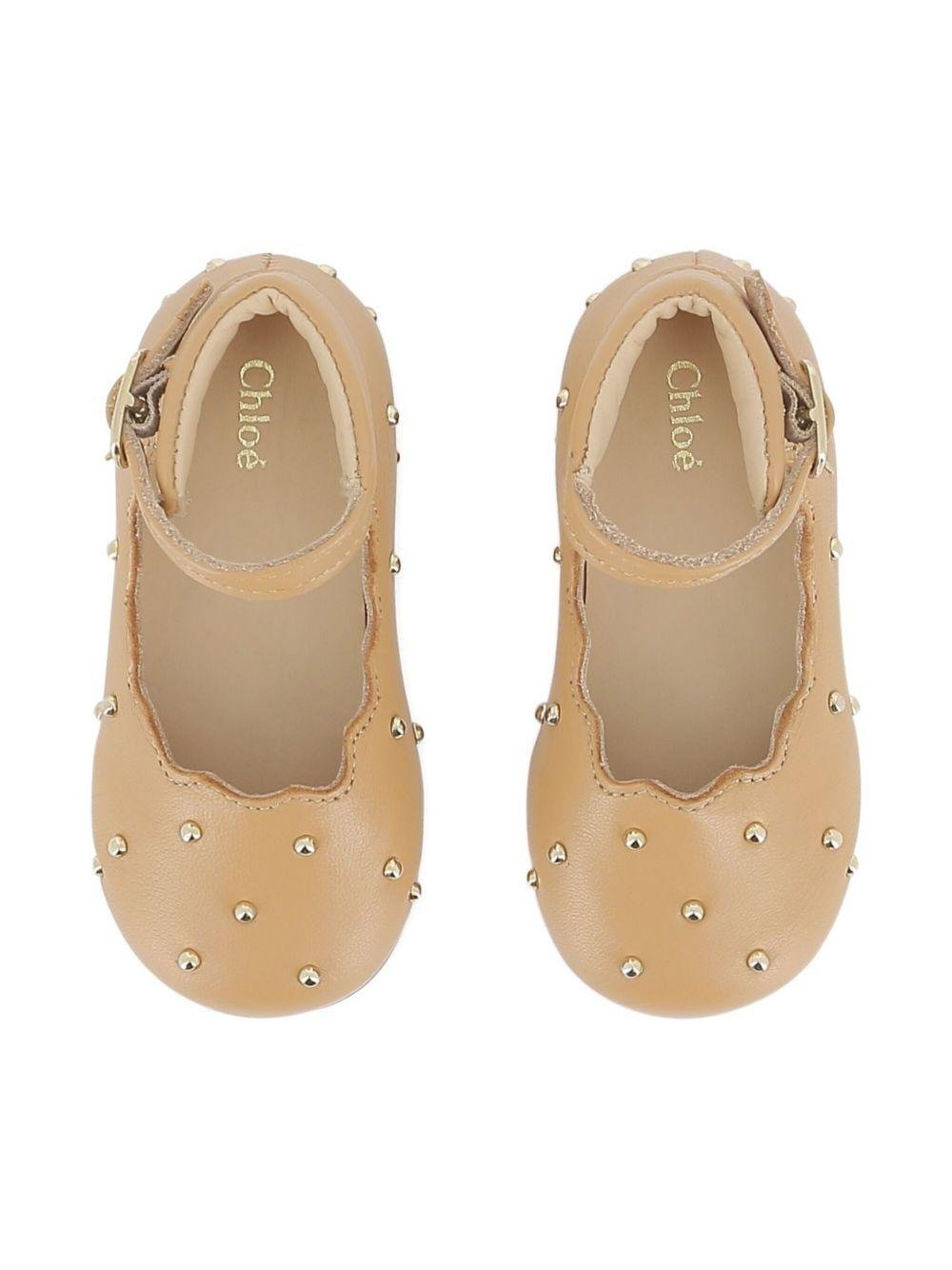 Ballerine per bambina Chloé Kids beige con orlo a smerlo - Rubino Kids