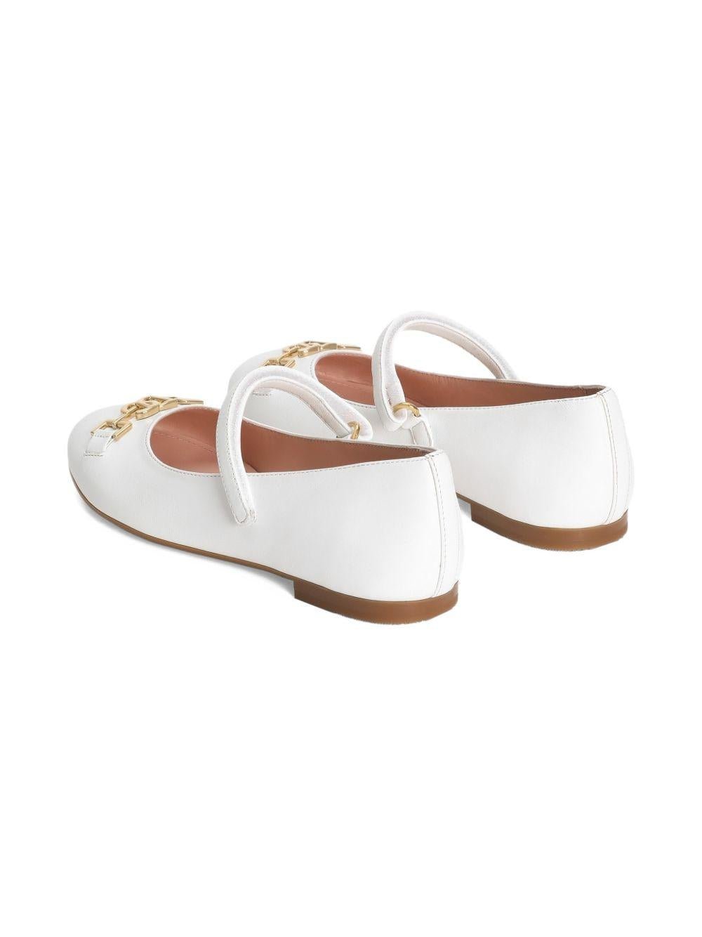 Ballerine per bambina Dolce & Gabbana Kids bianche con placca logo dorata - Rubino Kids