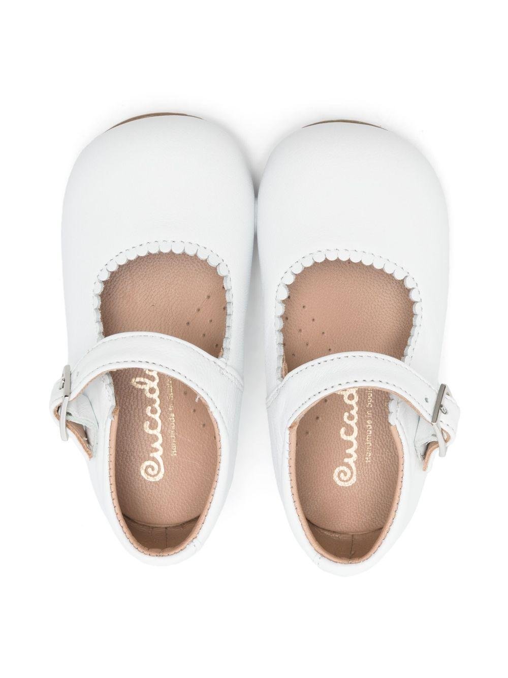 Ballerine per bambina Eli1957 bianco in pelle con cinturino con fibbia - Rubino Kids