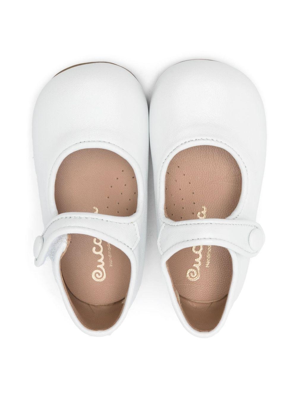 Ballerine per bambina Eli1957 bianco in pelle con cinturino con strappo - Rubino Kids