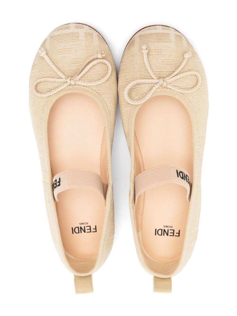 Ballerine per bambina Fendi Kids beige con motivo FF - Rubino Kids