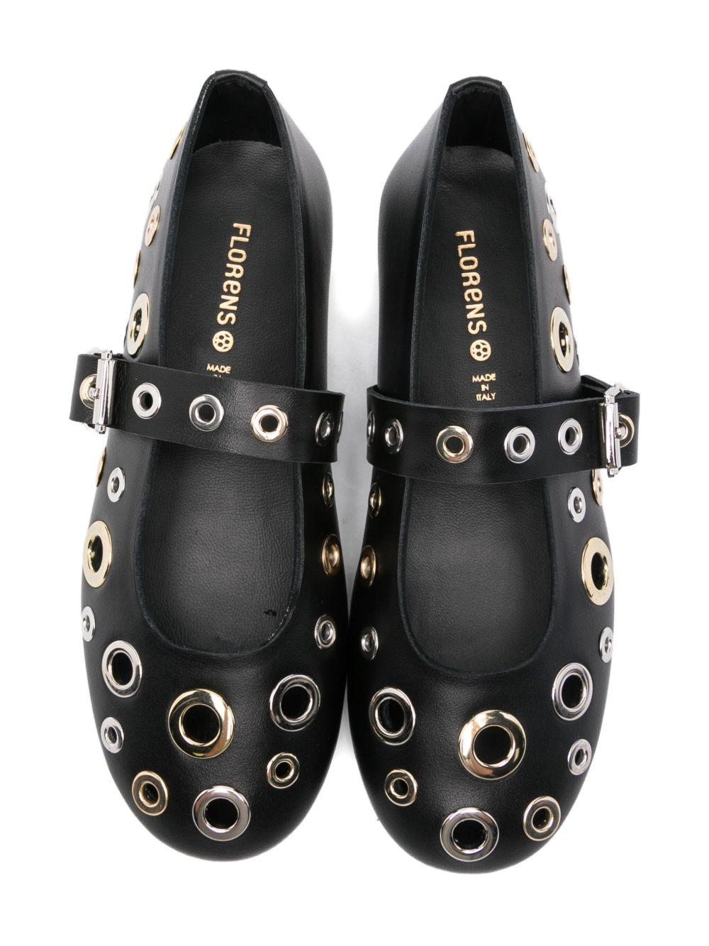 Ballerine per bambina Florens nere con dettagli occhielli - Rubino Kids