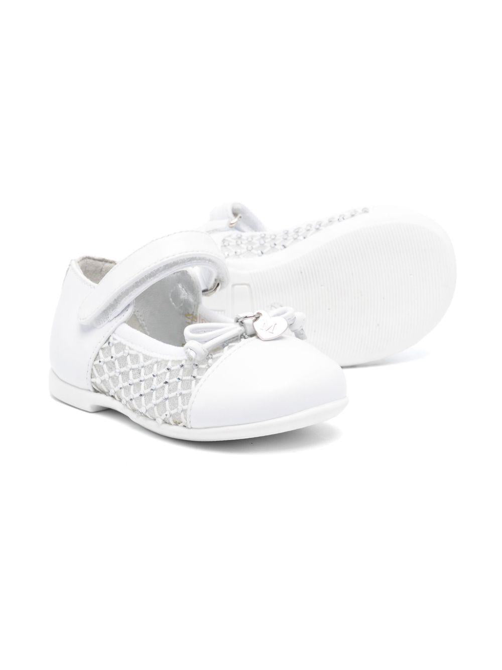 Ballerine per bambina Monnalisa bianco con decorazione in cristalli - Rubino Kids