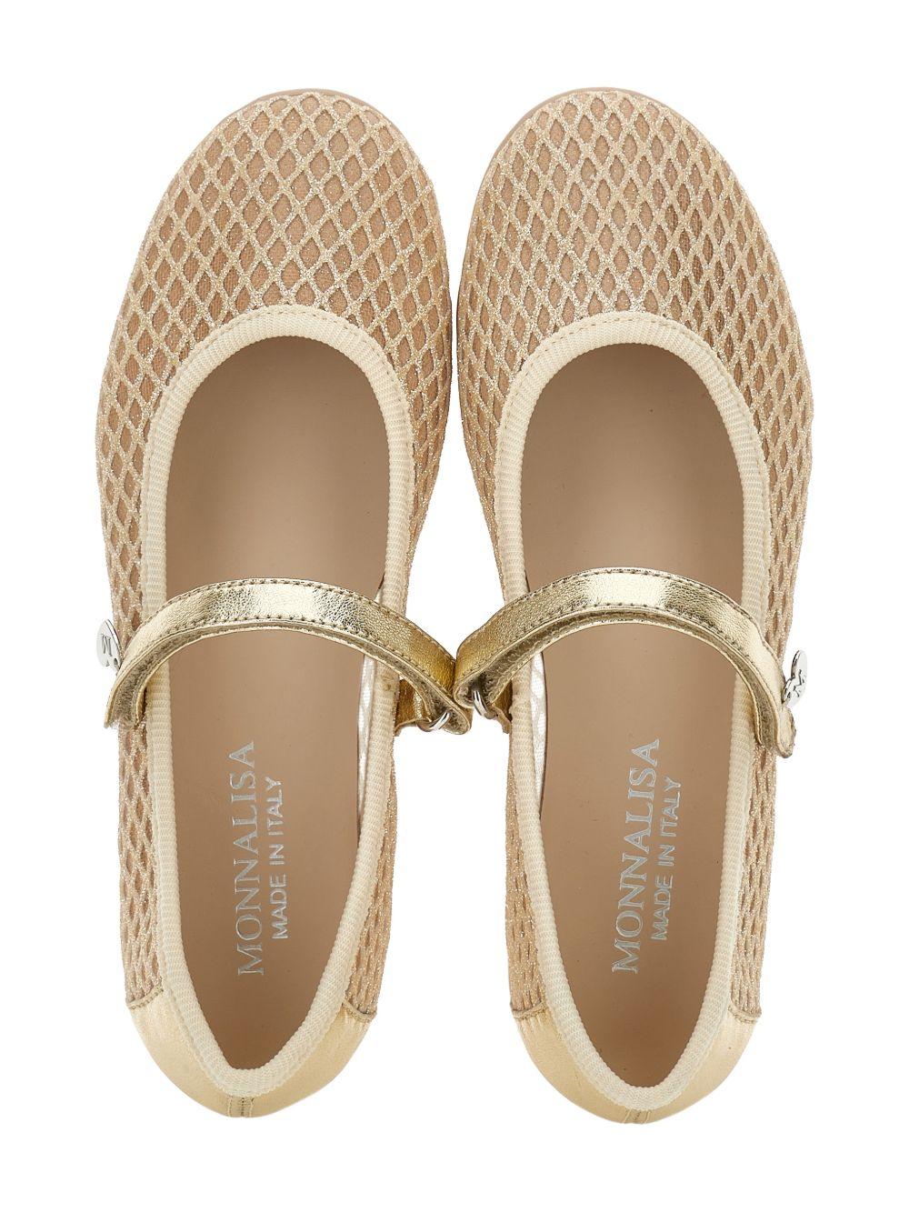 Ballerine per bambina Monnalisa color oro con design a rete - Rubino Kids