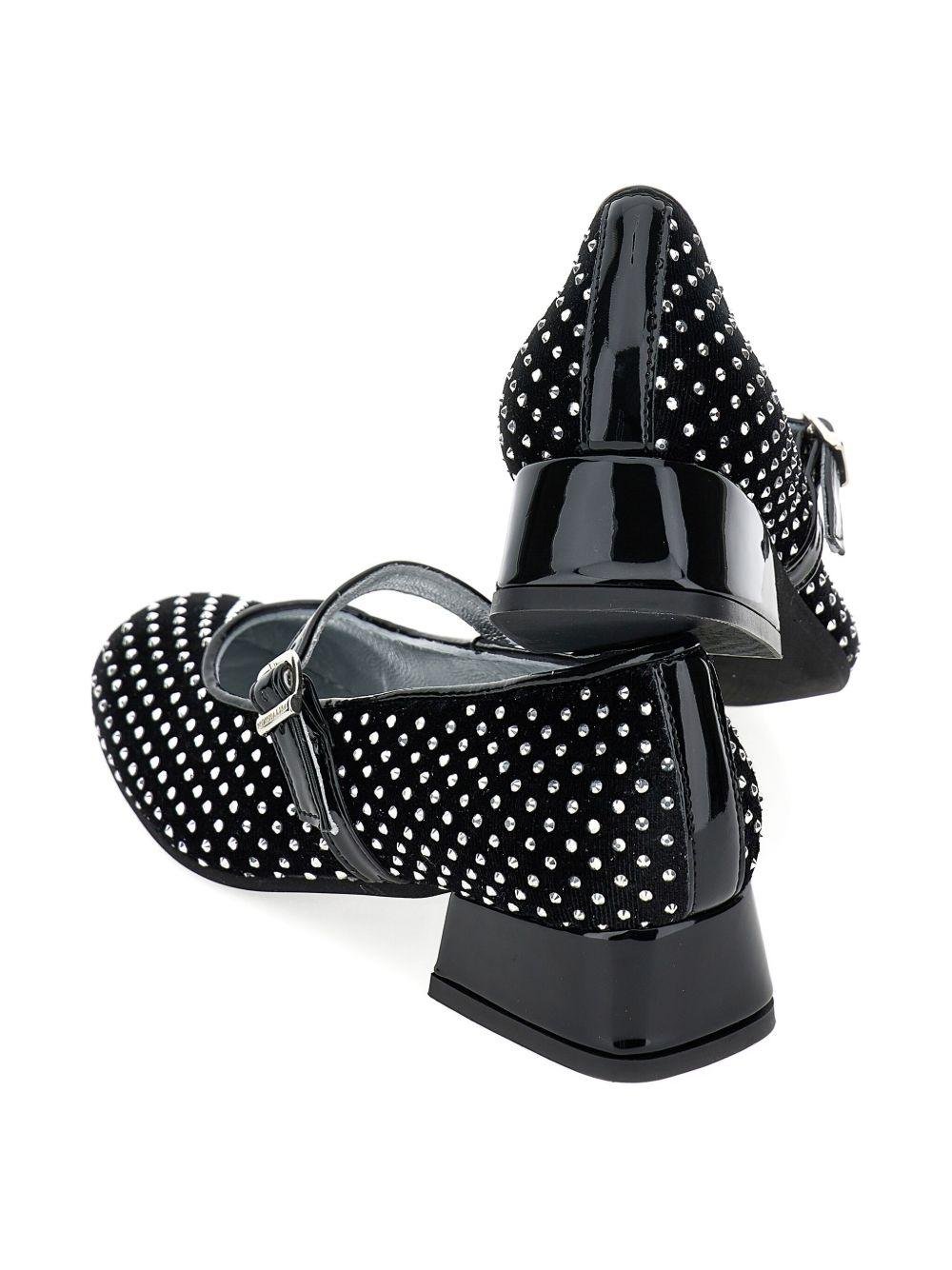 Ballerine per bambina Monnalisa nere con rifinitura con strass - Rubino Kids