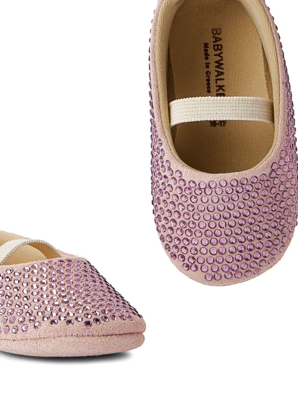 Ballerine per neonata BabyWalker rosa con decorazione di cristalli - Rubino Kids