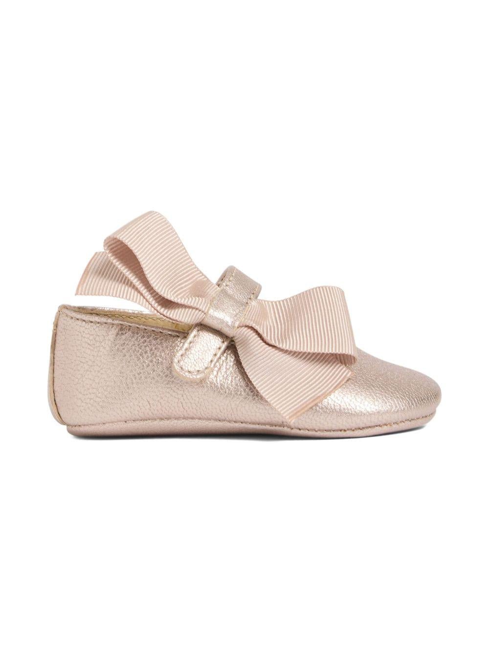 Ballerine per neonata Bonpoint oro rosa con fiocco grande - Rubino Kids