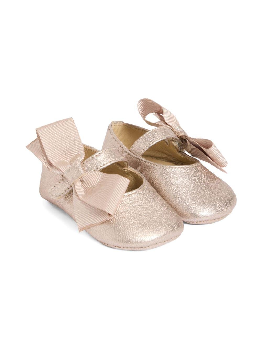 Ballerine per neonata Bonpoint oro rosa con fiocco grande - Rubino Kids