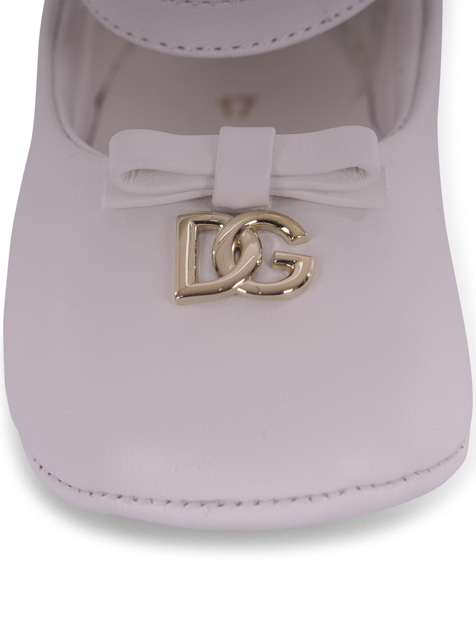 Ballerine per neonata Dolce & Gabbana Kids bianche con placca logo - Rubino Kids