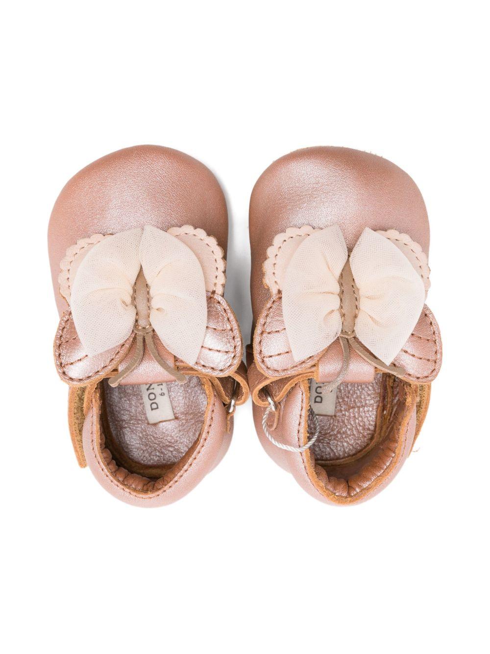 Ballerine per neonata Donsje rosa con chiusura con strappo - Rubino Kids