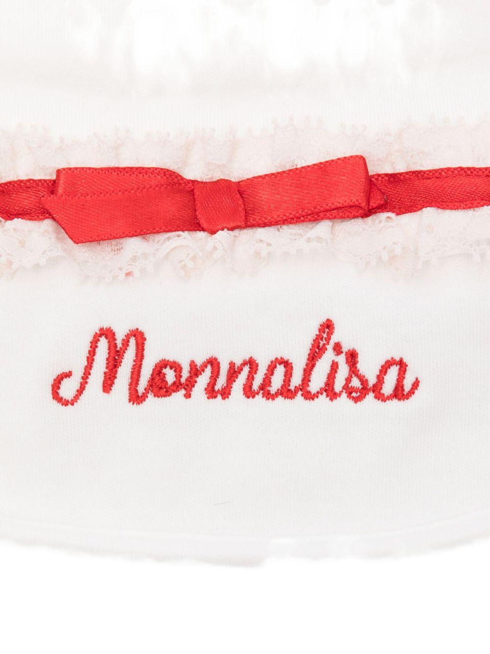 Bavaglino per neonata Monnalisa bianco con nastro rosso - Rubino Kids